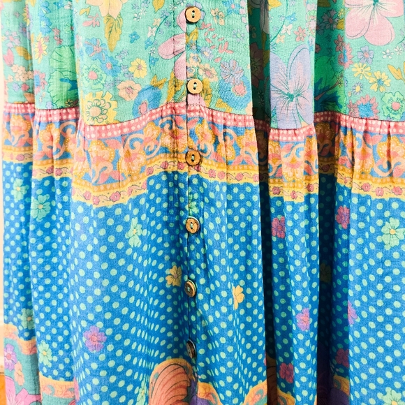 NWT Spell x Revolve Hibiscus Lane Strappy Dress, Lagoon - Picture 6 of 9